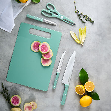 Karaca Sharp 3 in 1 5 Parça Kesme Tahtalı Bıçak Seti Mint
