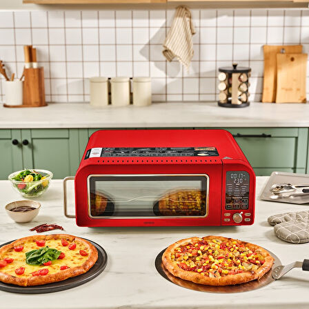 Karaca Vintage Craft Pizza Makinesi ve Airfryer Red 2000 W