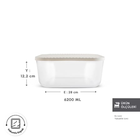 Karaca Bumpy Kare Borosilikat Cam Saklama Kabı 6200 ml