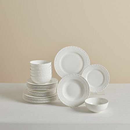 Karaca Forever Bone Nate 24 Parça 6 Kişilik Yemek Takımı