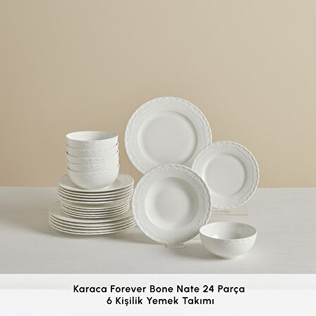 Karaca Forever Bone Nate 24 Parça 6 Kişilik Yemek Takımı