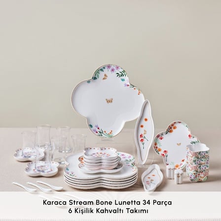 Karaca Stream Bone Lunetta 34 Parça 6 Kişilik Kahvaltı Takımı