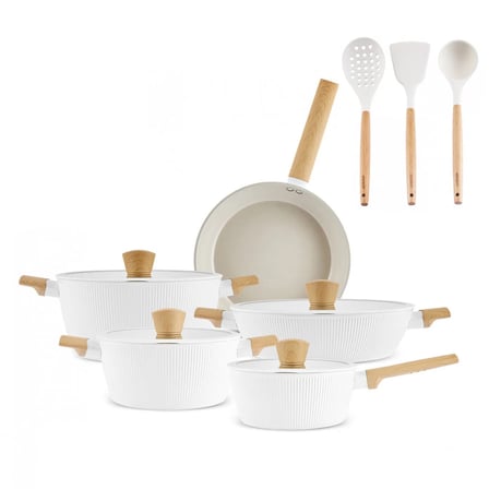 Karaca x Refika Swiss Crystal Pureline İndüksiyon Tabanlı 12 Parça Tencere Seti Almond Cream