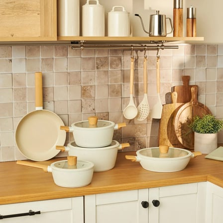 Karaca x Refika Swiss Crystal Pureline İndüksiyon Tabanlı 12 Parça Tencere Seti Almond Cream