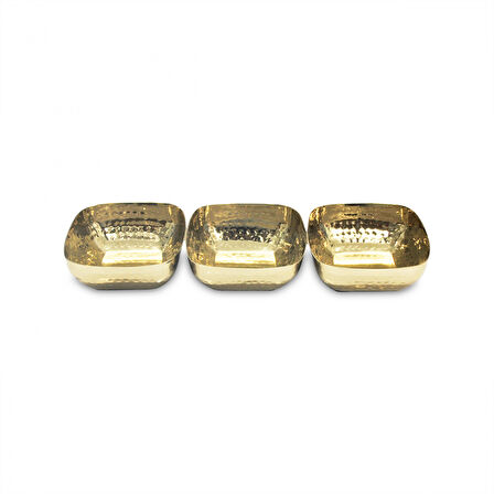 Karaca Loren 3'lü Mini Çerezlik Gold 24,5x8x3,5 cm
