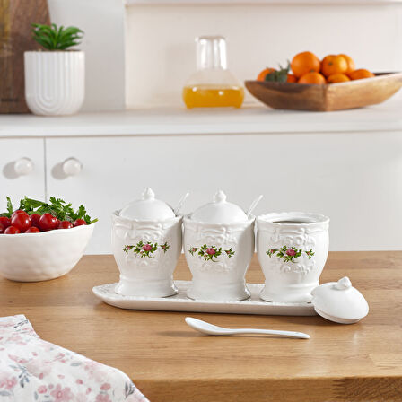 Karaca Antik 3'lü Kaşıklı ve Tepsili Baharat Takımı 200 ml 