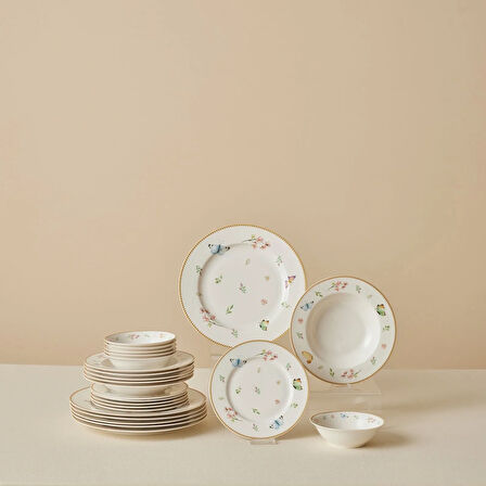 Karaca Forever Bone Fly 24 Parça 6 Kişilik Yemek Takımı