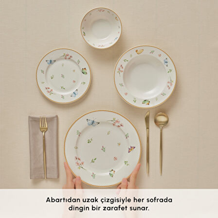 Karaca Forever Bone Fly 24 Parça 6 Kişilik Yemek Takımı