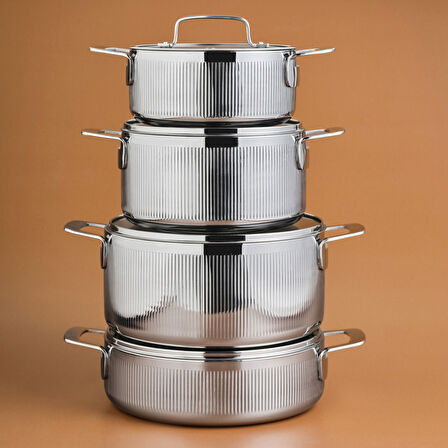 Karaca Power Steel 316+ 3Ply Apollo İndüksiyon Tabanlı 8 Parça Çelik Tencere Seti