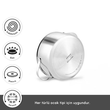 Karaca Power Steel 316+ 3Ply Spirit İndüksiyon Tabanlı 8 Parça Çelik Tencere Seti