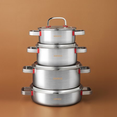 Karaca Powersteel 316+ 3Ply Artemis İndüksiyon Tabanlı 8 Parça Çelik Tencere Seti