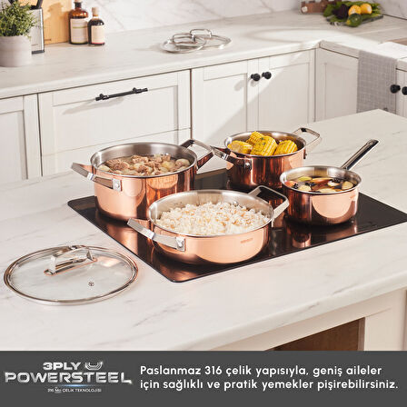 Karaca Power Steel 316+ 3Ply Galileo 8 Parça Çelik Tencere Seti