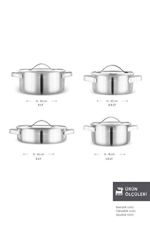 Power Steel 316+ 3Ply Discovery İndüksiyon Tabanlı 8 Parça Çelik Tencere Seti