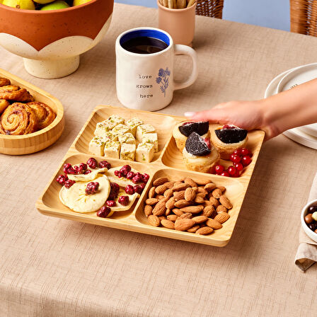 Karaca Bambu Nora 4 Bölmeli Kare Sunumluk