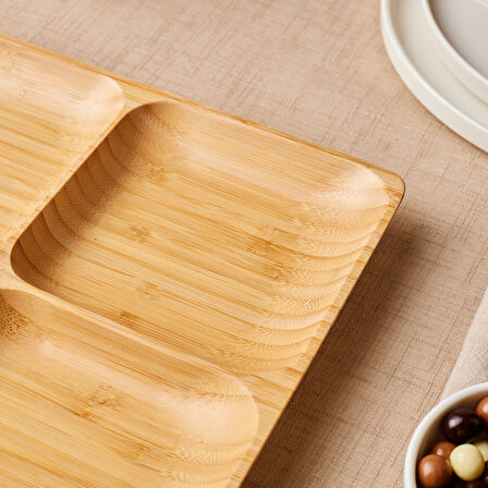 Karaca Bambu Nora 4 Bölmeli Kare Sunumluk