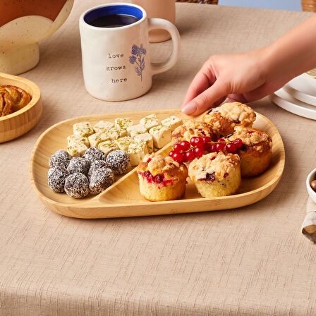 Karaca Bambu Nora 2 Bölmeli Oval Sunumluk