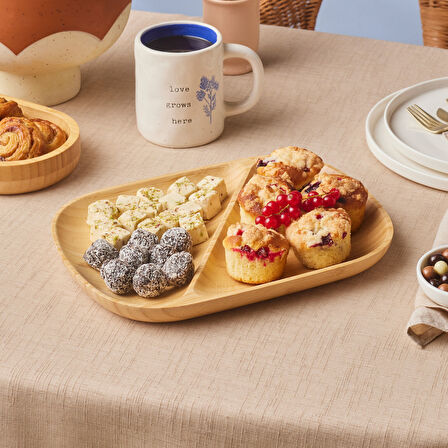 Karaca Bambu Nora 2 Bölmeli Oval Sunumluk