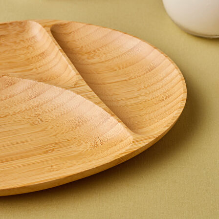 Karaca Bambu Nora 3 Bölmeli Elips Sunumluk