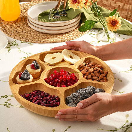 Karaca Bambu Lara 6 Bölmeli Yuvarlak Sunumluk