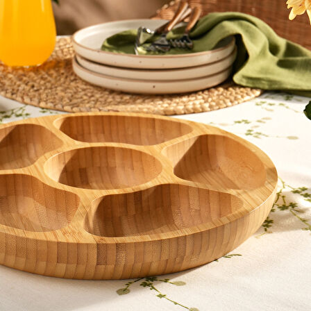 Karaca Bambu Lara 6 Bölmeli Yuvarlak Sunumluk