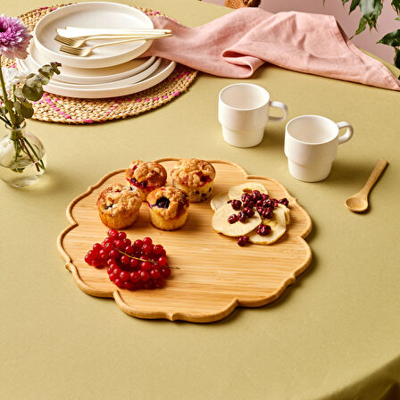 Karaca Bambu Rosa Çiçek Formlu Sunum Tahtası