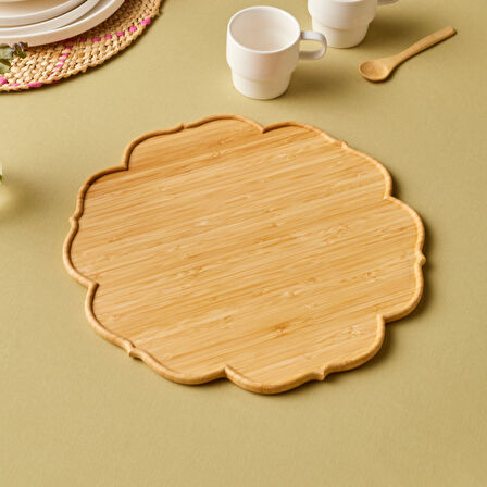 Karaca Bambu Rosa Çiçek Formlu Sunum Tahtası