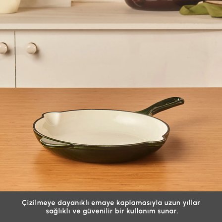Karaca Heritage Demir Döküm Emayeli Tava Yeşil 26 cm