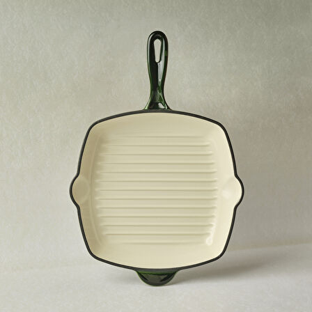 Karaca Heritage Demir Döküm Emayeli Grill Tava Yeşil 26 cm