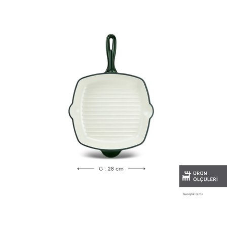 Karaca Heritage Demir Döküm Emayeli Grill Tava Yeşil 26 cm