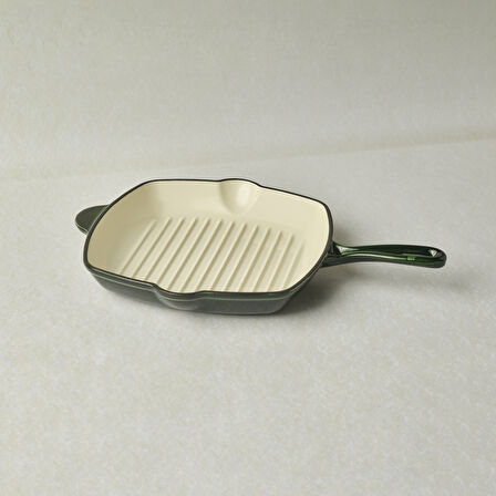 Karaca Heritage Demir Döküm Emayeli Grill Tava Yeşil 26 cm