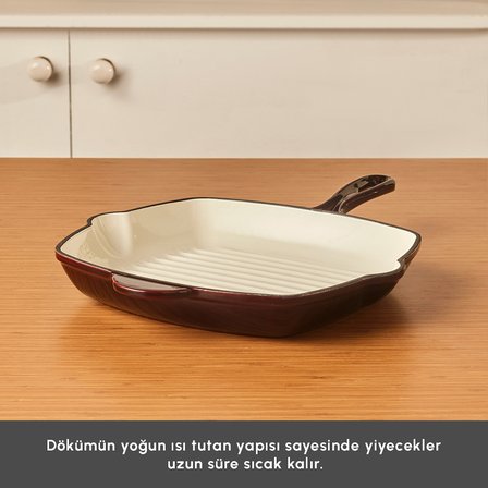 Karaca Heritage Demir Döküm Emayeli Grill Tava 26 cm Kırmızı
