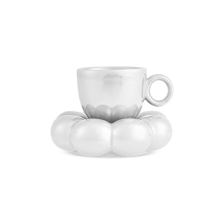 Karaca Bubble Beyaz Lüsterli 2 Kişilik Kahve Fincanı 90 ml