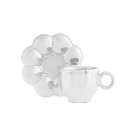 Karaca Bubble Beyaz Lüsterli 2 Kişilik Kahve Fincanı 90 ml