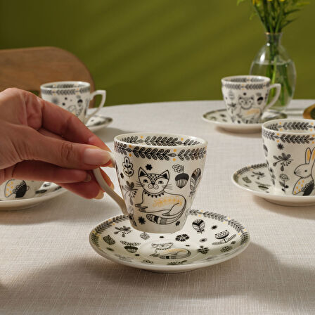 Karaca Animal Garden 6 Kişilik Kahve Fincan Takımı 90 ml