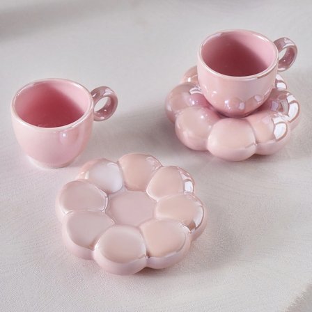 Karaca Bubble Pembe Lüsterli 2 Kişilik Kahve Fincanı 90 ml