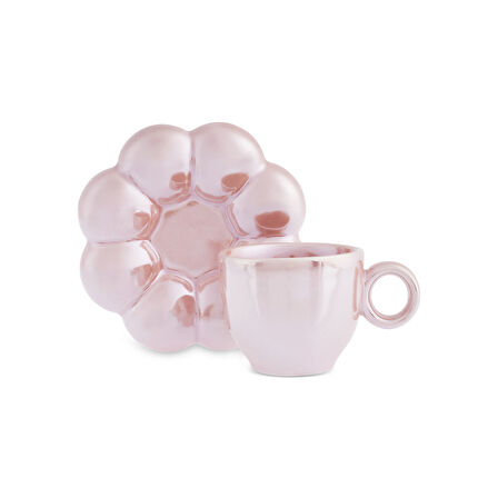 Karaca Bubble Pembe Lüsterli 2 Kişilik Kahve Fincanı 90 ml