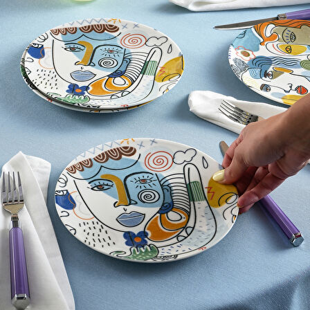 Karaca Feliz 6 Parça Porselen Pasta Seti 19 cm