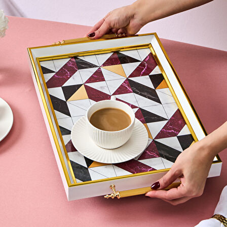 Karaca Niva Dikdörtgen Bordo Tepsi 42 cm