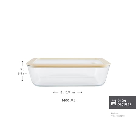 Karaca Luna Cam Saklama Kabı Krem 1400 ml