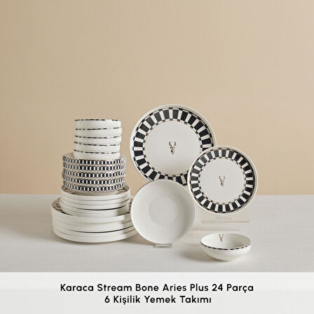 Karaca Stream Bone Aries Plus 24 Parça 6 Kişilik Yemek Takımı