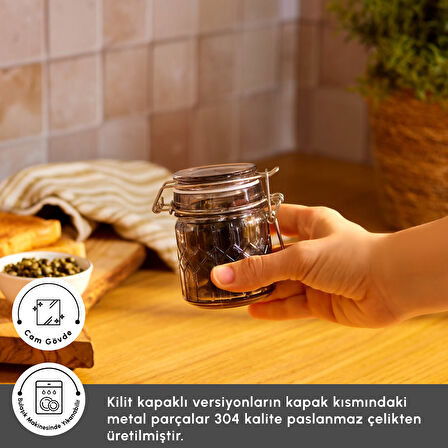 Karaca Storica Kilit Kapaklı Cam Kavanoz 130 ml 