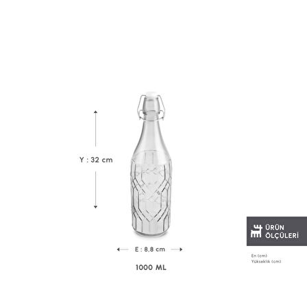 Karaca Storica Kilit Kapaklı Yağ Şişesi 1000 ml 