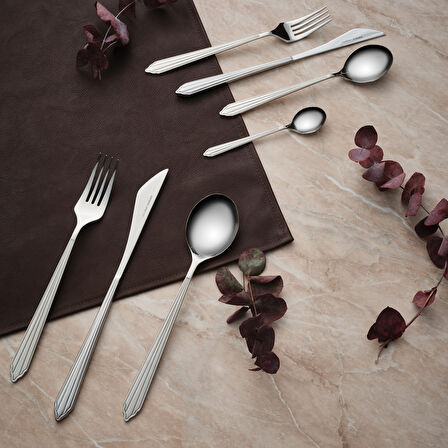 Karaca Rebellion 84 Parça 12 Kişilik Çatal Kaşık Bıçak Takımı Platin