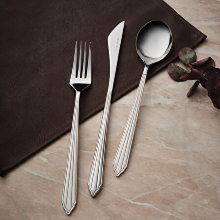 Karaca Rebellion 84 Parça 12 Kişilik Çatal Kaşık Bıçak Takımı Platin