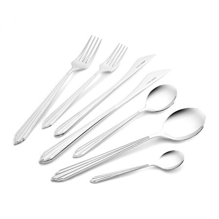 Karaca Rebellion 84 Parça 12 Kişilik Çatal Kaşık Bıçak Takımı Platin