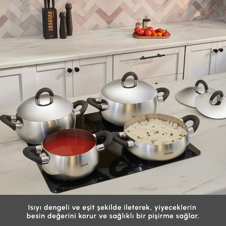 Karaca Powersteel 316+ Fuji İndüksiyon Tabanlı 8 Parça Çelik Tencere Seti