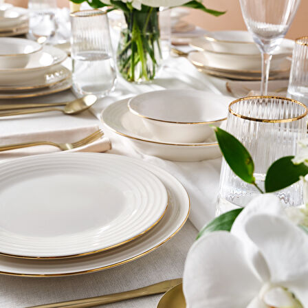 Karaca Elegance Bone Rayas 24 Parça 6 Kişilik Yemek Takımı 