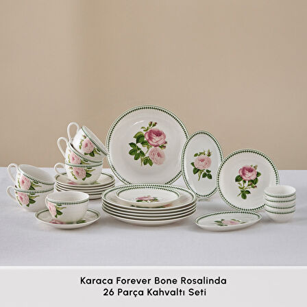 Karaca Forever Bone Rosalinda 26 Parça 6 Kişilik Kahvaltı Takımı