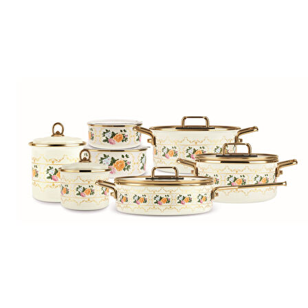 Karaca Viyan 14 Parça Emaye Saklama Kabı ve Baharat Takımlı Tencere Seti 