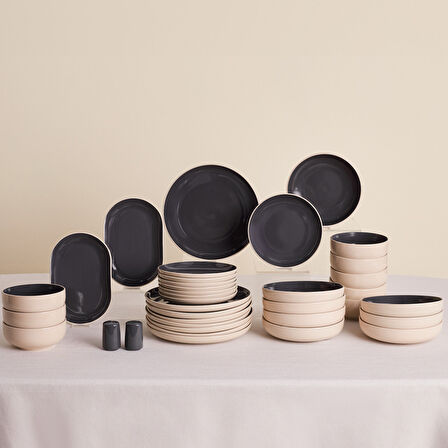 Karaca Earth Collection Terra 36 Parça 8 Kişilik Yemek Takımı Antrasit